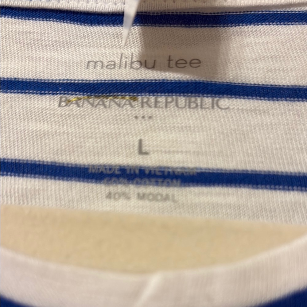 NWT Banana Republic Blue White Sleeveless Tee with Tie Front - Picture 7 of 12